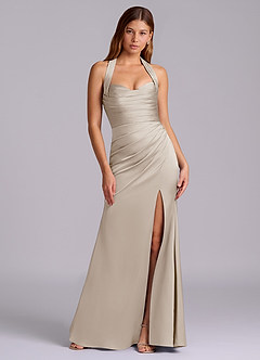 Azazie Destiny Brudtärnklänningar Klä av Sjöjungfru i Stretch Satin Älskling Halsringning Frost image7