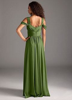 Azazie Lianne Bridesmaid Dresses Juniper A-Line Off the Shoulder Stretch Satin Dress image5