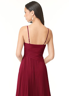 Azazie Vini Brautjungfernkleider A-Linie V-Hals Gefaltet Chiffon Kleid Burgunderrot image5