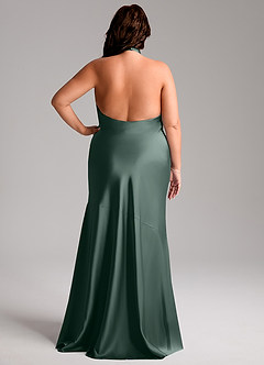 Azazie Lorena Bridesmaid Dresses Sea Moss Mermaid Pleated Stretch Satin Dress image8