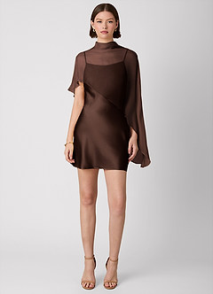Crystle Espresso 100% Washable Silk Mini Dress image2