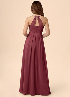 Azazie Ginny Junior Linia A Pofałdowany Szyfon Długość podłogi Młodsza druhna Sukienka image4