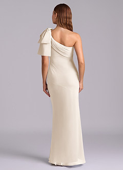 Azazie Yuanna Bridesmaid Dresses White Alabaster Mermaid One Shoulder Chiffon Dress image2