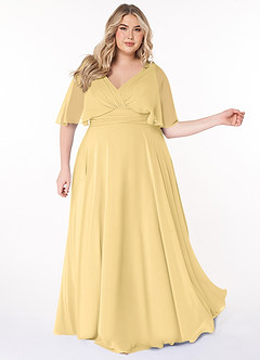 Azazie Pamela Bridesmaid Dresses Butter A-Line V-Neck Pleated Chiffon Dress image8