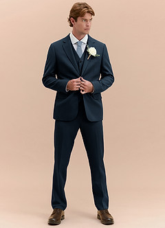front James Navy Blue Structured Stretch 3-piece suit