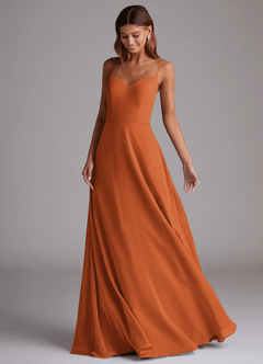 Azazie Marley Bridesmaid Dresses Cinnamon A-Line Off the Shoulder Chiffon Convertible Dress image5