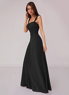 Barbie ♥ Azazie Bridesmaid Dresses Black A-Line Sweetheart Neckline Chiffon Dress image3