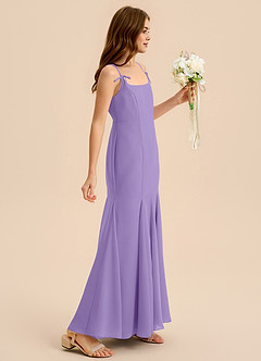 Azazie Evey Junior Vestido de Tahití de Gasa de Corte Sirena con Plisado image5