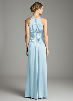 Azazie Bonnie Bridesmaid Dresses Sky Blue A-Line Pleated Stretch Satin Dress image5