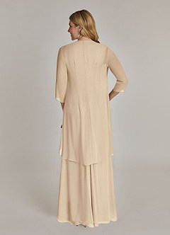 Azazie Manuella Kleider für die Brautmutter A-Linie V-Hals Gefaltet Chiffon Kleid Champagner image2