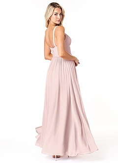 Azazie Chanel Robes de demoiselle d'honneur Robe Trapèze en Mousseline de soie Plissée Rose Pâle image5