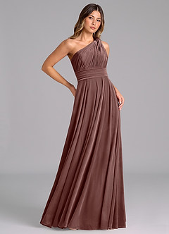 Azazie Charlize Bridesmaid Dresses Espresso A-Line One Shoulder Velvet Dress image4