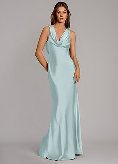 Azazie Cheryl Bridesmaid Dresses Mist Mermaid Stretch Satin Dress image5