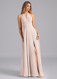 Azazie Denver Bridesmaid Dresses Rose Petal A-Line Pleated Chiffon Dress image5