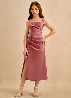 Azazie Canna Girls Formal Flower Girl Klänningar Klä A-Line i Stretch Satin Plisserad image4