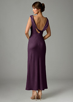 Azazie Kieryn Robes de demoiselle d'honneur Robe Sirène en Satin extensible Plissée Prune image5