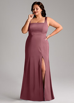 Azazie Frostine Bridesmaid Dresses Desert Rose A-Line Bow Stretch Satin Dress image10