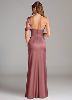 Azazie Wynter Jurken voor bruidsmeisjes Jurk van Stretch Satijn met Kolom Off the Shoulder Amethist image2