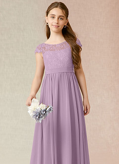 Azazie Silvermist Junior Wisteria A-Line Pleated Chiffon Dress image6
