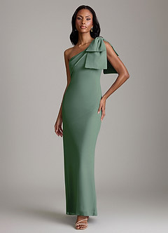 Azazie Yuanna Bridesmaid Dresses Eucalyptus Mermaid One Shoulder Chiffon Dress image1