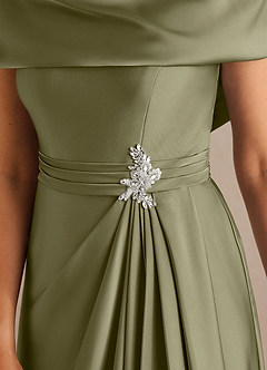 Azazie Branford Mother of the Bride Dresses Pistachio A-Line Pleated Stretch Satin Dress image4