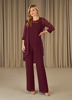 Azazie Maura At-home Try On Dresses Cabernet Jumpsuit/Pantsuit Sequins Chiffon Dress image1