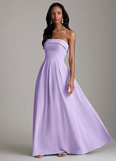 Azazie Lucienne Bridesmaid Dresses Lilac A-Line Strapless Chiffon Convertible Dress image5
