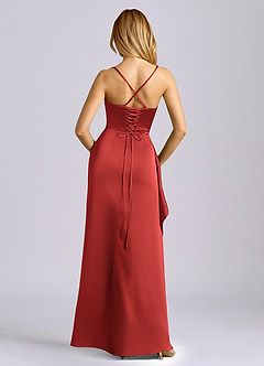 Azazie Sarai Abiti da Damigella Abito Tubino in Raso Elasticizzato Corsetto Melograno image5