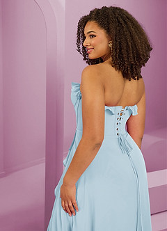 Barbie ♥ Azazie Abiti da Damigella Abito A-Line in Chiffon Scollo a Cuore Azzurro image9