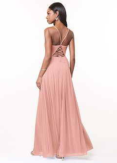 Azazie Marsol Bridesmaid Dresses Rosette A-Line Corset Mesh Dress image2