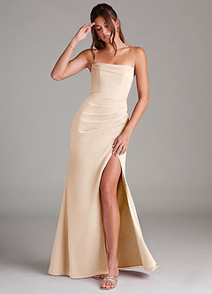 Azazie Leonis Bridesmaid Dresses White Alabaster Sheath Strapless Chiffon Convertible Dress image1
