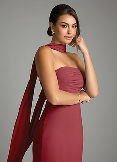 Azazie Saylor Vestidos de damas de honor Vestido de Granada de Gasa de Corte Sirena con Sin tirantes image2