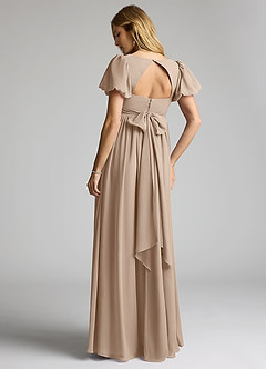 Azazie Madisynn Maternity Bridesmaid Dresses Bow Chiffon Floor-Length Dress image2