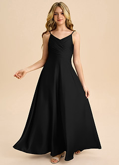 Azazie Bug Junior Klä av A-Line i Stretch Satin Plisserad image1