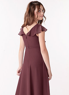 Azazie Posie Junior A-Linie Gestreift Chiffon Kleid Sangria image5
