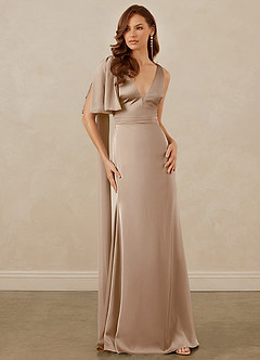 Christian Siriano Bridal for Azazie 1011 Brautjungfernkleider Meerjungfrau-Linie Schleifen Stretch-Satin Kleid Taupe image5