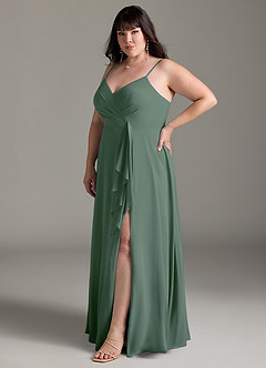 Azazie Akita Bridesmaid Dresses Eucalyptus A-Line Chiffon Dress image8