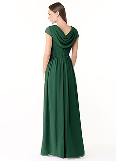 Azazie Organa Vestidos de damas de honor Vestido de Verde Oscuro de Gasa de Corte en A con Plisado image4