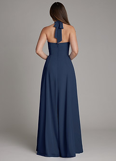 Azazie Irina Bridesmaid Dresses Dark Navy A-Line Pleated Chiffon Dress image3
