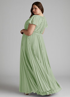 Azazie Kara Bescheidene Brautjungfernkleider A-Linie Plissee Chiffon Bodenlänge Kleid image11