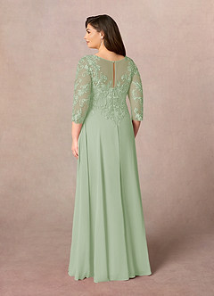 Azazie Noella Mère de la mariée Robes Robe Trapèze en Mousseline de soie Col V Dentelle Vert Sauge image12