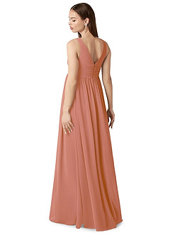 Azazie Yetta Brautjungfernkleider für Schwangere A-Linie V-Hals Versammelt Chiffon Bodenlänge Kleid image5