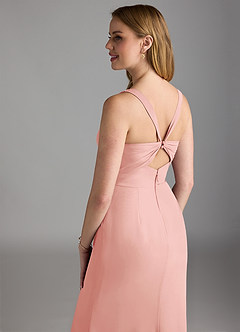 Azazie Mero Bridesmaid Dresses Rosette Sheath Pleated Chiffon Dress image4