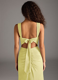 Azazie Jesaphine Bridesmaid Dresses Lemon Sorbet Sheath Bow Chiffon Dress image6