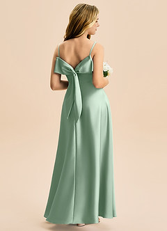 Azazie Isolde Junior Linia A Pofałdowany Satyna elastyczna Długość podłogi Młodsza druhna Sukienka image1