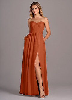 Azazie Joni Bridesmaid Dresses Burnt Orange A-Line Strapless Chiffon Convertible Dress image6