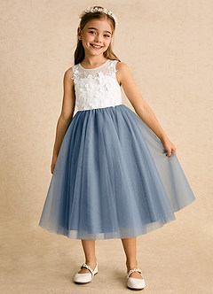 Azazie Lina Flower Girl Dresses Ivory Twilight Ball-Gown Lace Dress image2