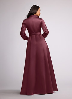 Azazie Ruth vestidos de madre de la novia Vestido de Cabernet de Satin Mate de Corte En A con Encaje image4