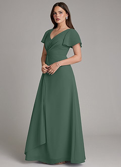 Azazie Kaya Final Sale Sea Moss A-Line Pleated Chiffon Dress image7