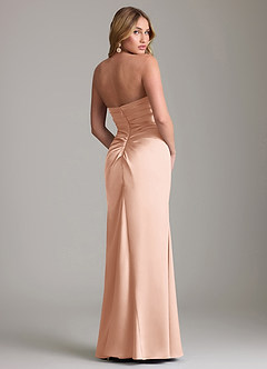 Azazie Lucille Vestidos de damas de honor Vestido de Oro Rosa de Satén Elástico de Corte Sirena Convertible con Sin tirantes image2